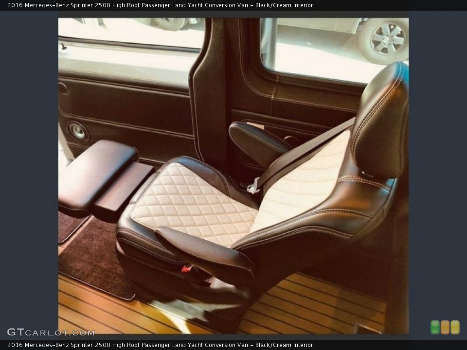 Black/Cream Interior Rear Seat for the 2016 Mercedes-Benz Sprinter 2500 High Roof Passenger Land Yacht Conversion Van #143827531