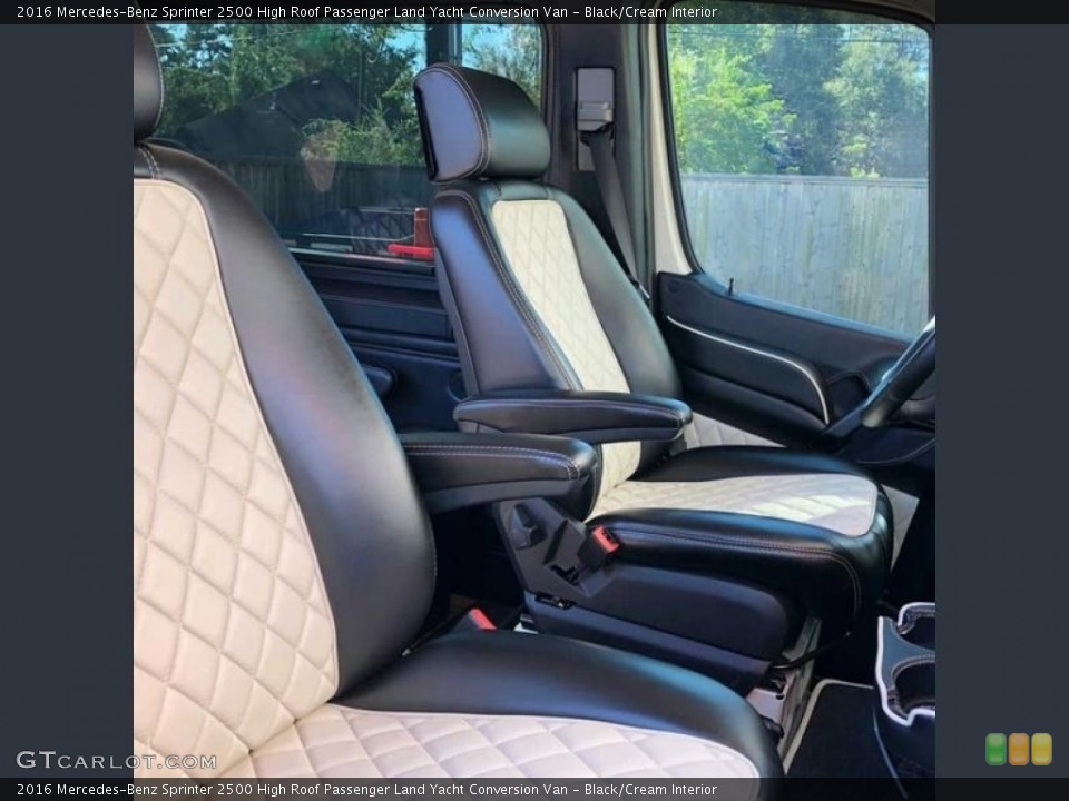 Black/Cream Interior Front Seat for the 2016 Mercedes-Benz Sprinter 2500 High Roof Passenger Land Yacht Conversion Van #143827555