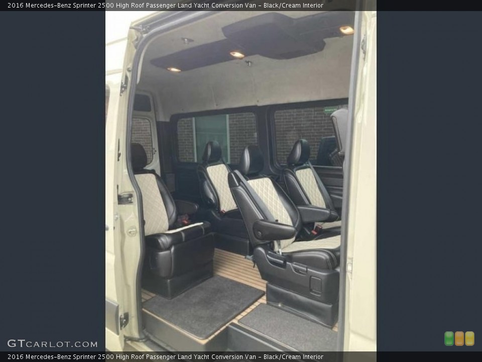 Black/Cream Interior Rear Seat for the 2016 Mercedes-Benz Sprinter 2500 High Roof Passenger Land Yacht Conversion Van #143827576