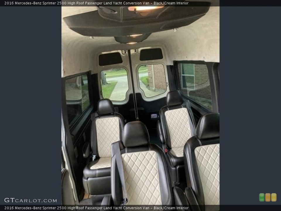 Black/Cream Interior Rear Seat for the 2016 Mercedes-Benz Sprinter 2500 High Roof Passenger Land Yacht Conversion Van #143827600