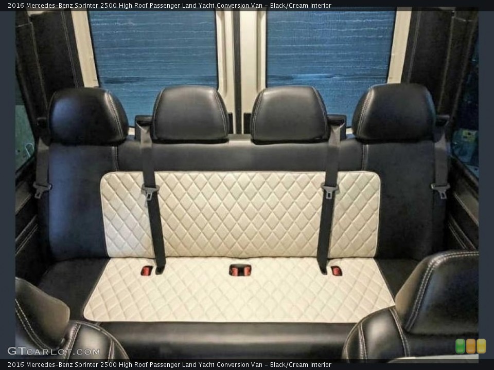 Black/Cream Interior Rear Seat for the 2016 Mercedes-Benz Sprinter 2500 High Roof Passenger Land Yacht Conversion Van #143827639
