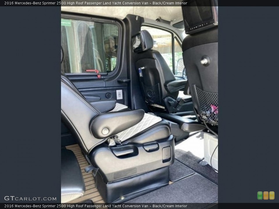 Black/Cream Interior Rear Seat for the 2016 Mercedes-Benz Sprinter 2500 High Roof Passenger Land Yacht Conversion Van #143827705