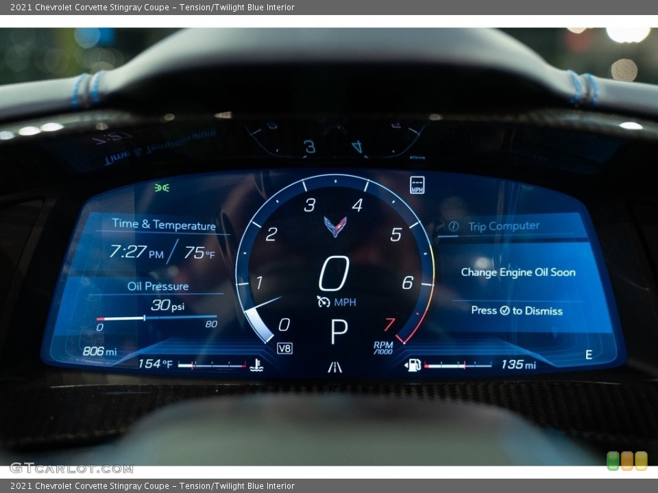 Tension/Twilight Blue Interior Gauges for the 2021 Chevrolet Corvette Stingray Coupe #143860099
