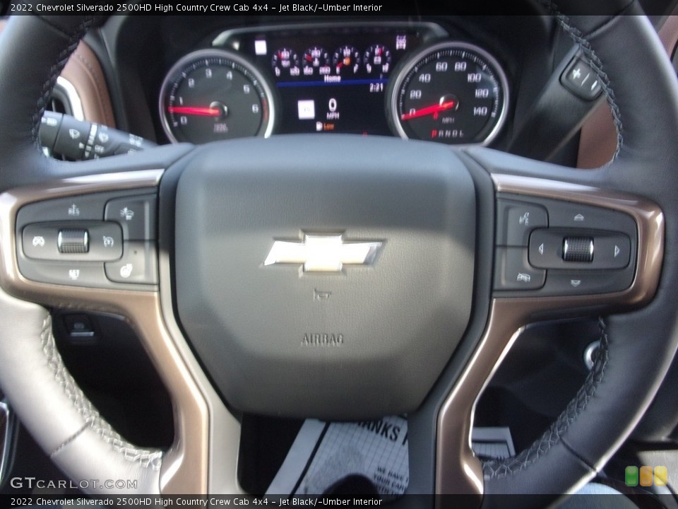 Jet Black/­Umber Interior Steering Wheel for the 2022 Chevrolet Silverado 2500HD High Country Crew Cab 4x4 #143873367