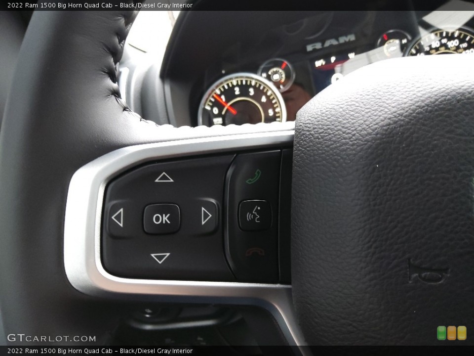 Black/Diesel Gray Interior Steering Wheel for the 2022 Ram 1500 Big Horn Quad Cab #143922083