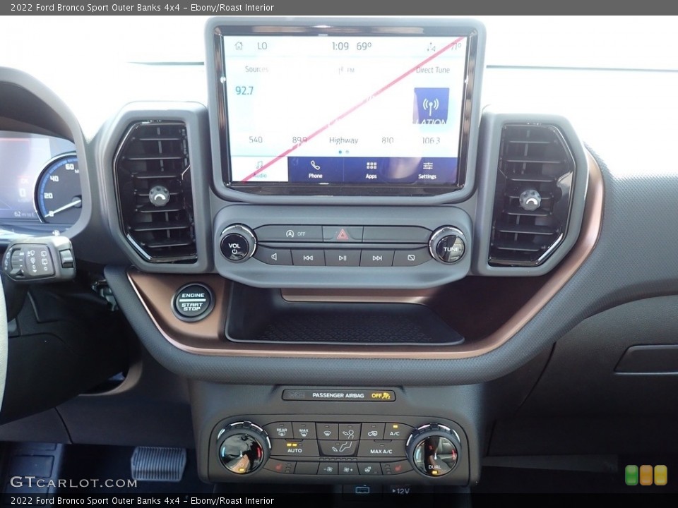 Ebony/Roast Interior Controls for the 2022 Ford Bronco Sport Outer Banks 4x4 #143931382