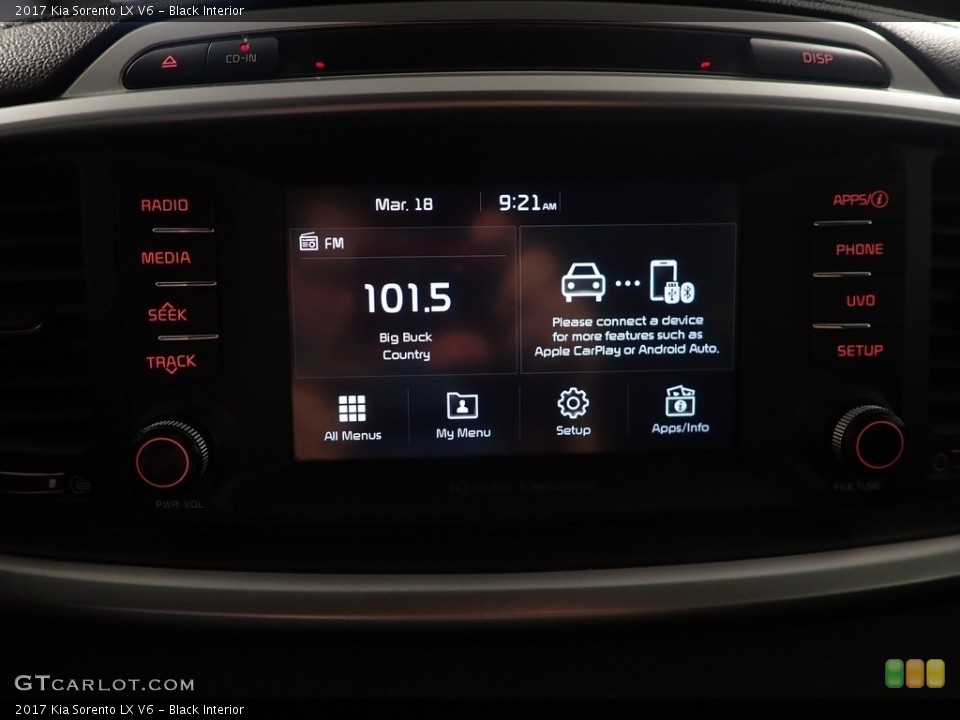 Black Interior Controls for the 2017 Kia Sorento LX V6 #143937297