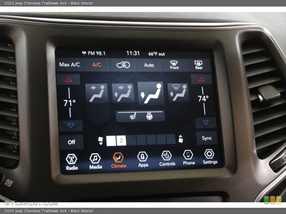 Black Interior Controls for the 2020 Jeep Cherokee Trailhawk 4x4 #143940234