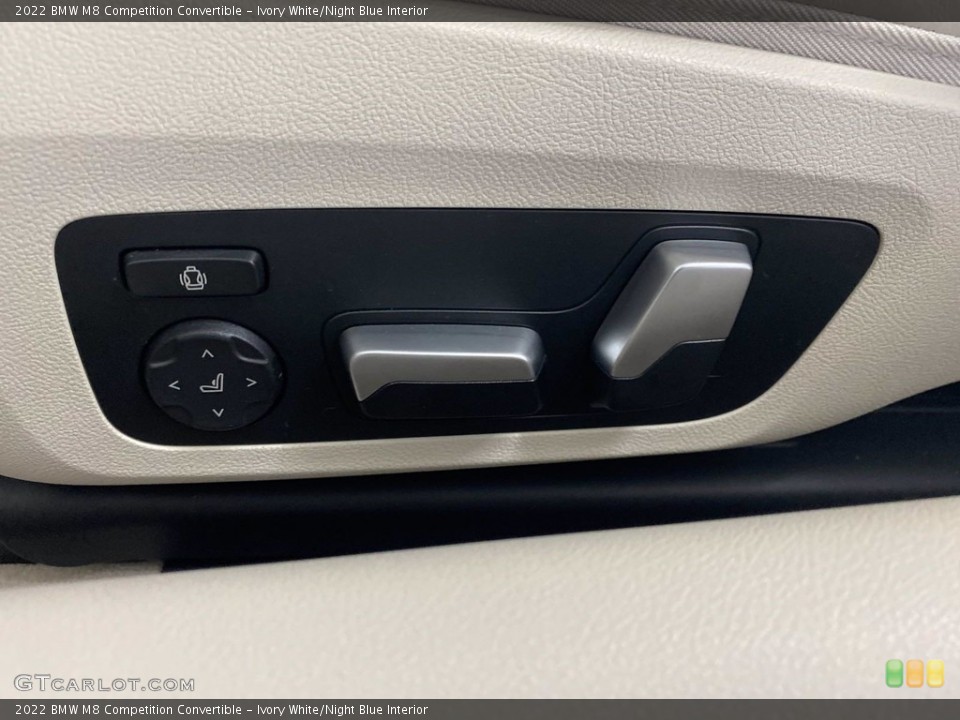 Ivory White/Night Blue Interior Controls for the 2022 BMW M8 Competition Convertible #143940782
