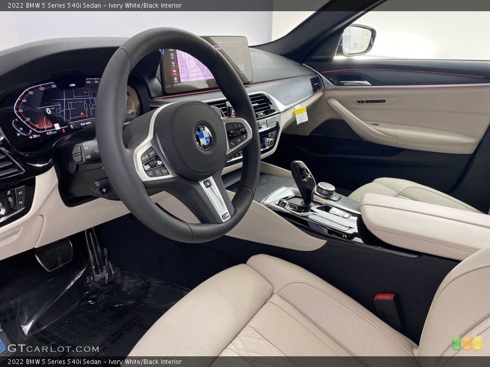 Ivory White/Black Interior Front Seat for the 2022 BMW 5 Series 540i Sedan #143940797