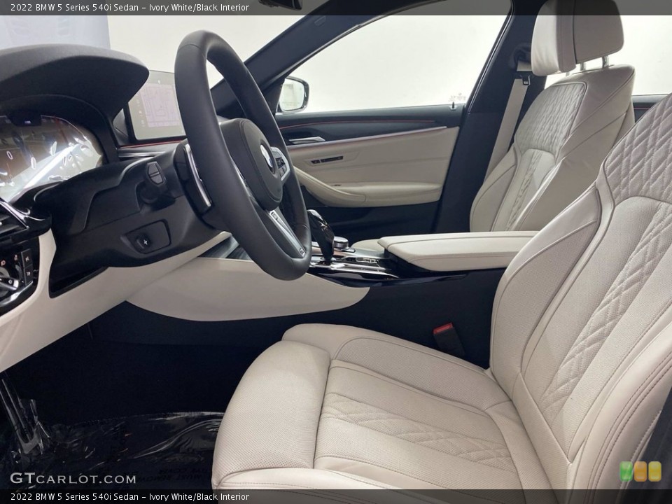Ivory White/Black Interior Front Seat for the 2022 BMW 5 Series 540i Sedan #143940809