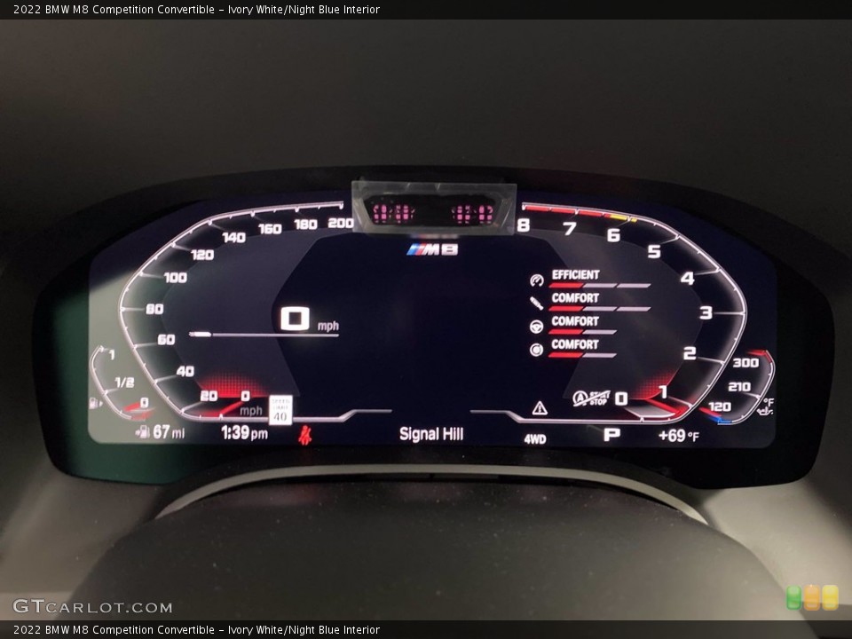 Ivory White/Night Blue Interior Gauges for the 2022 BMW M8 Competition Convertible #143940926
