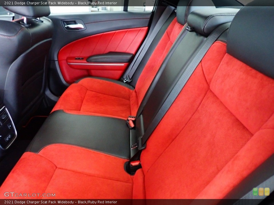 Black/Ruby Red Interior Rear Seat for the 2021 Dodge Charger Scat Pack Widebody #143946730
