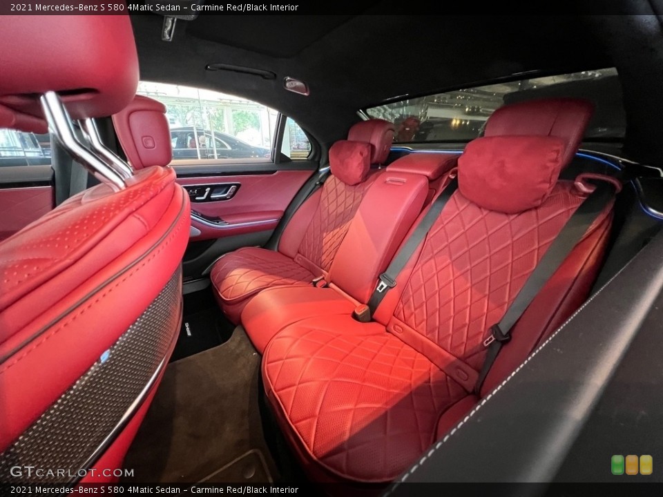 Carmine Red/Black Interior Rear Seat for the 2021 Mercedes-Benz S 580 4Matic Sedan #143951360
