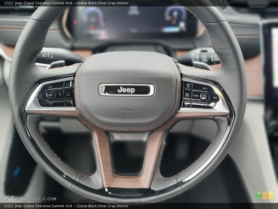 Global Black/Steel Gray Interior Steering Wheel for the 2022 Jeep Grand Cherokee Summit 4x4 #143960072