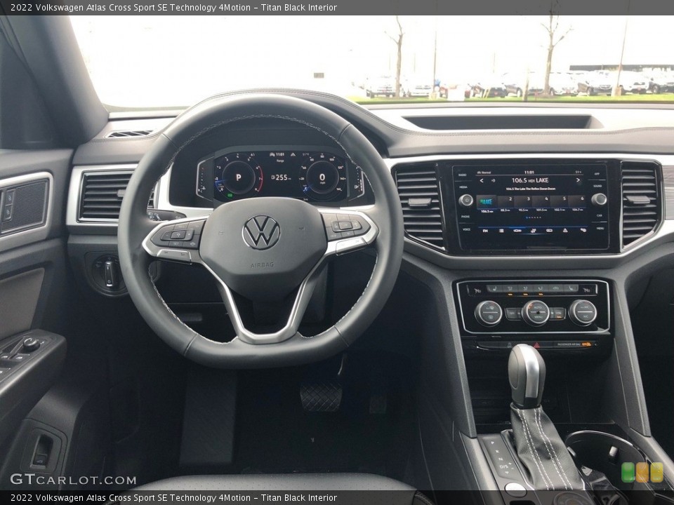 Titan Black Interior Dashboard for the 2022 Volkswagen Atlas Cross Sport SE Technology 4Motion #143961881