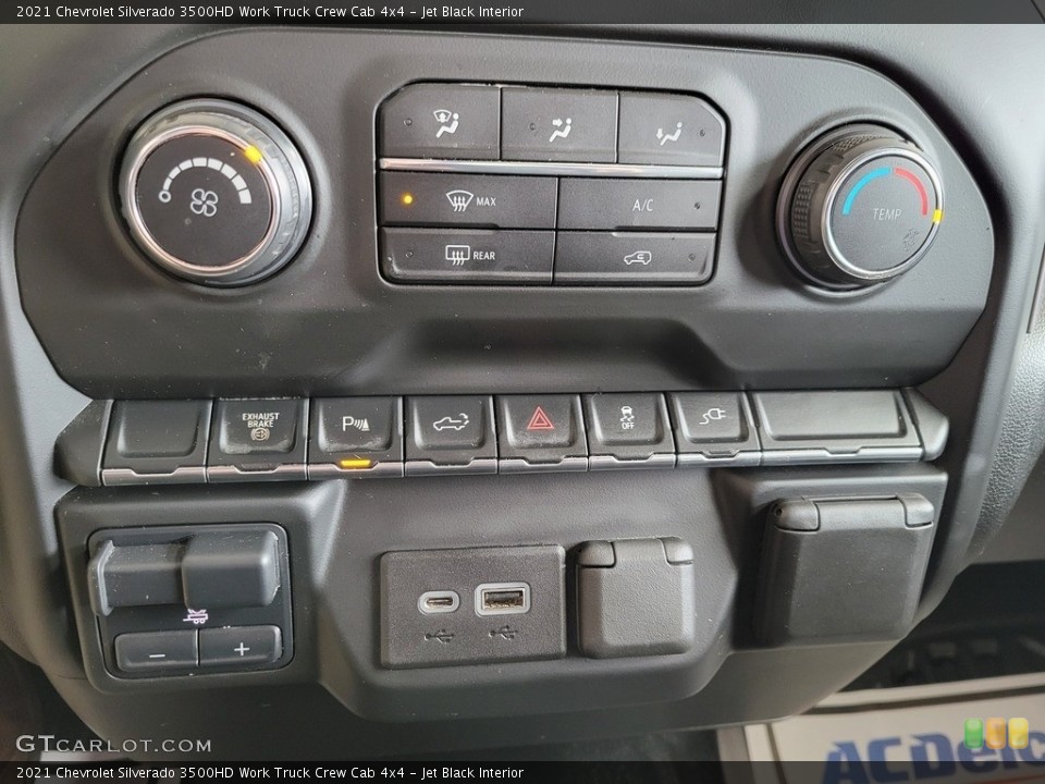 Jet Black Interior Controls for the 2021 Chevrolet Silverado 3500HD Work Truck Crew Cab 4x4 #143995106