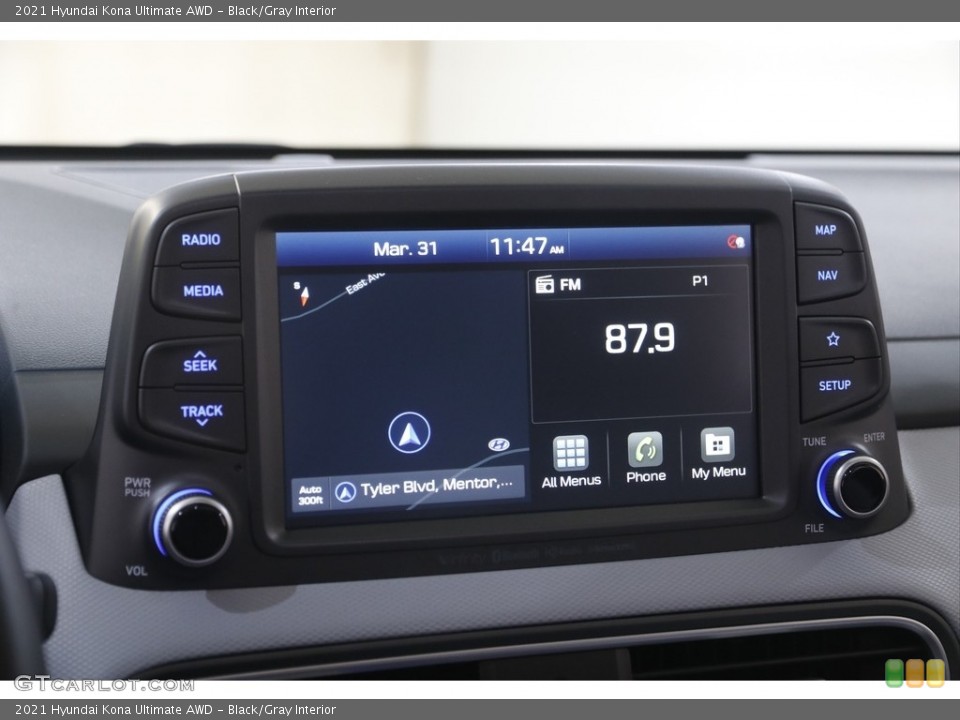 Black/Gray Interior Navigation for the 2021 Hyundai Kona Ultimate AWD #144001116
