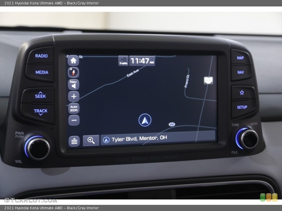 Black/Gray Interior Navigation for the 2021 Hyundai Kona Ultimate AWD #144001134
