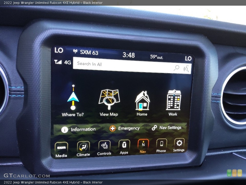Black Interior Controls for the 2022 Jeep Wrangler Unlimited Rubicon 4XE Hybrid #144010635