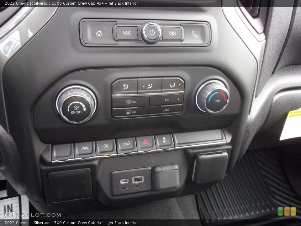 Jet Black Interior Controls for the 2022 Chevrolet Silverado 1500 Custom Crew Cab 4x4 #144013398