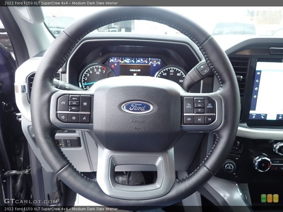 Medium Dark Slate Interior Steering Wheel for the 2022 Ford F150 XLT SuperCrew 4x4 #144037149