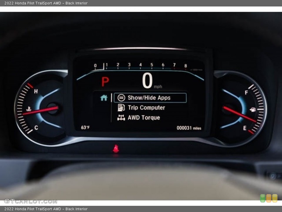 Black Interior Gauges for the 2022 Honda Pilot TrailSport AWD #144037336