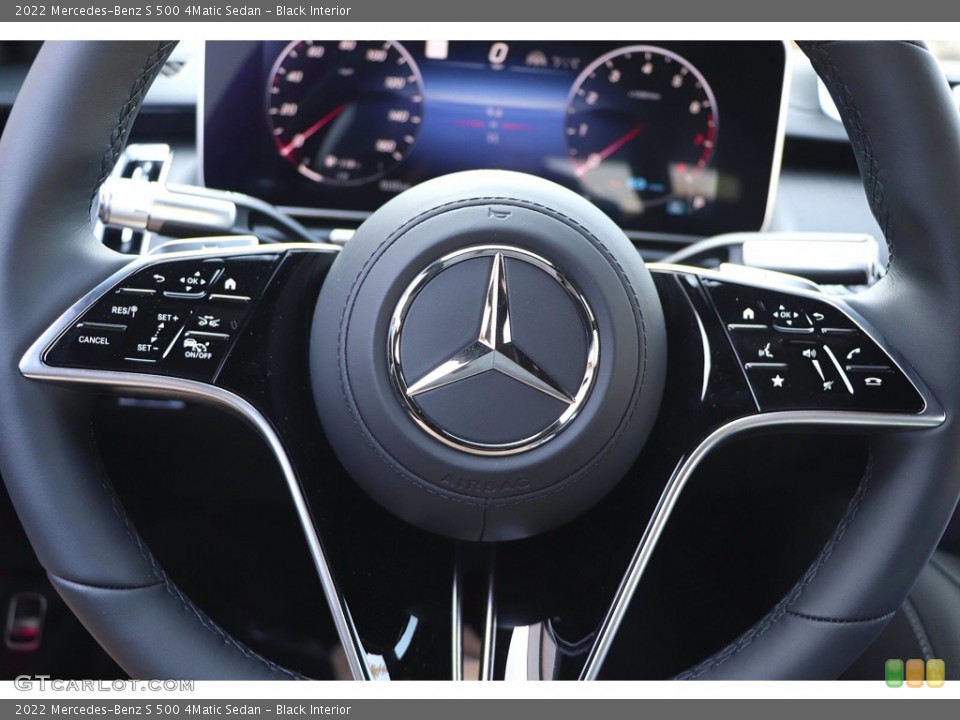 Black Interior Steering Wheel for the 2022 Mercedes-Benz S 500 4Matic Sedan #144053541