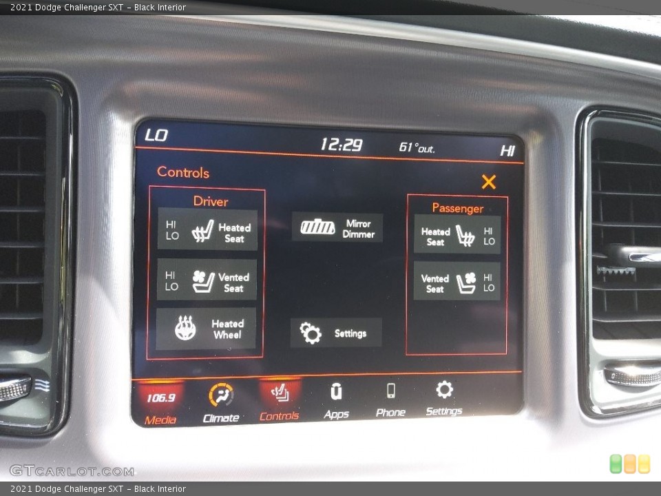 Black Interior Controls for the 2021 Dodge Challenger SXT #144062691