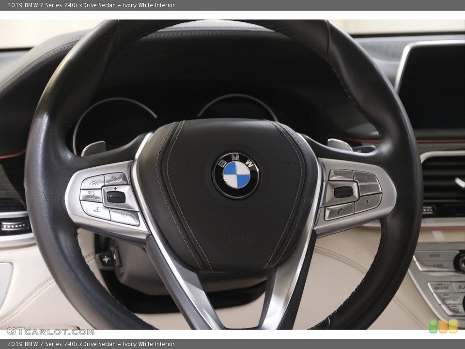 Ivory White Interior Steering Wheel for the 2019 BMW 7 Series 740i xDrive Sedan #144065733