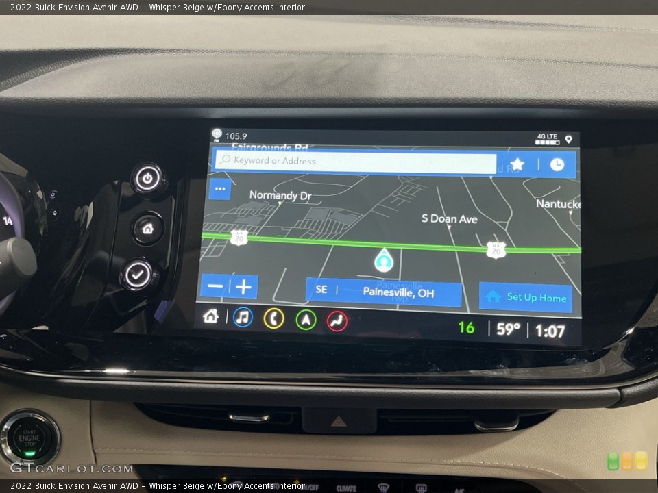 Whisper Beige w/Ebony Accents Interior Navigation for the 2022 Buick Envision Avenir AWD #144077002