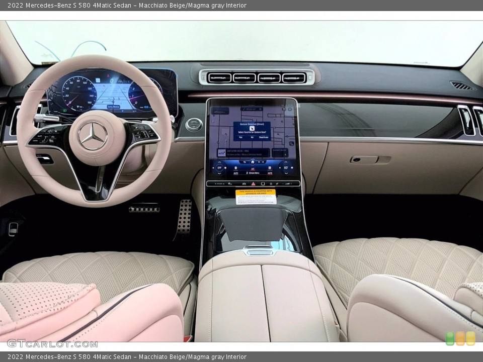 Macchiato Beige/Magma gray Interior Dashboard for the 2022 Mercedes-Benz S 580 4Matic Sedan #144078440