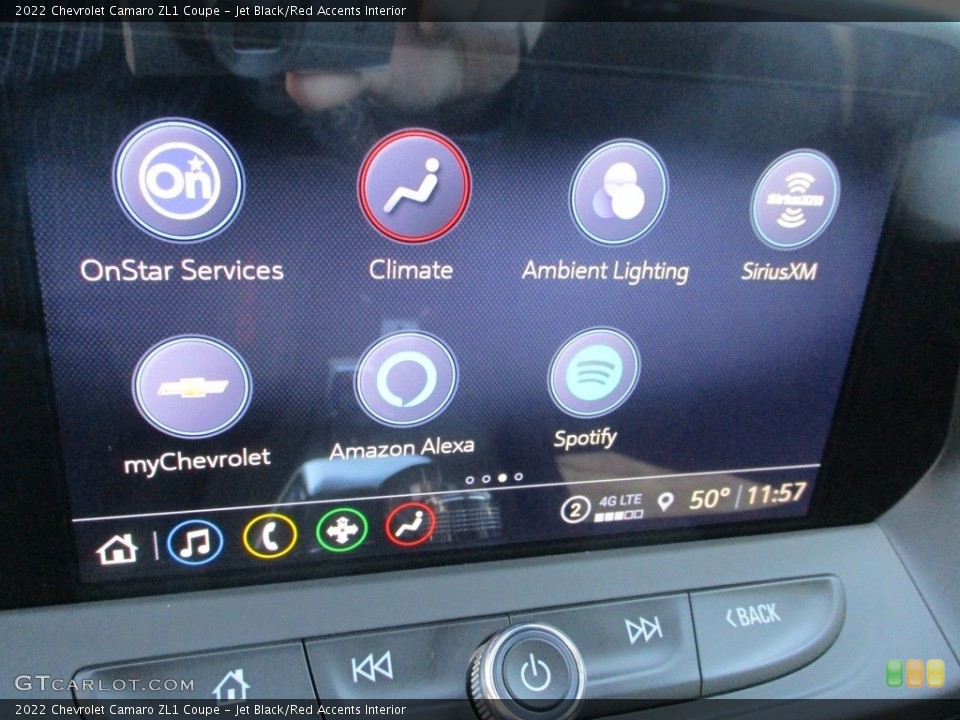 Jet Black/Red Accents Interior Controls for the 2022 Chevrolet Camaro ZL1 Coupe #144086801