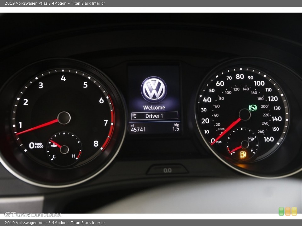 Titan Black Interior Gauges for the 2019 Volkswagen Atlas S 4Motion #144116989