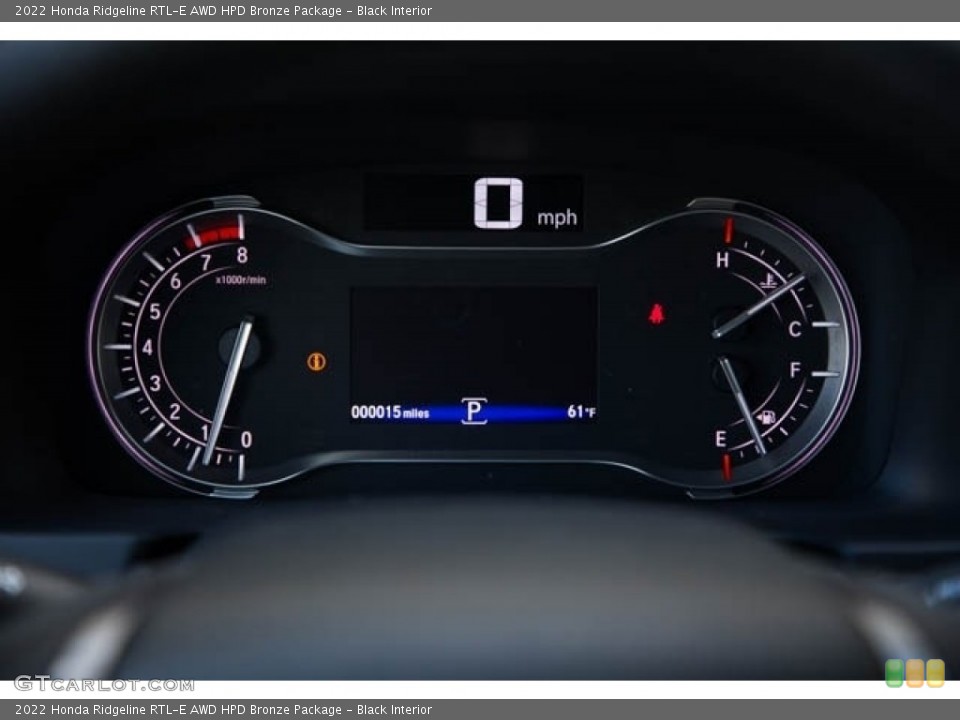 Black Interior Gauges for the 2022 Honda Ridgeline RTL-E AWD HPD Bronze Package #144135070