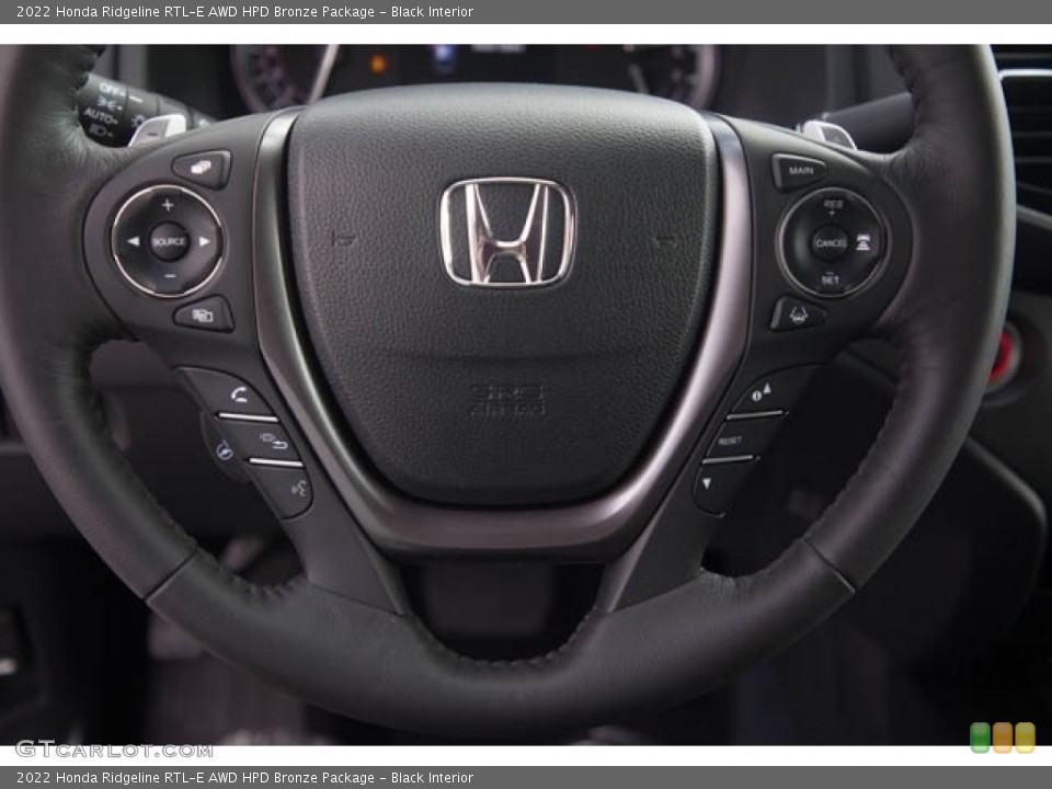 Black Interior Steering Wheel for the 2022 Honda Ridgeline RTL-E AWD HPD Bronze Package #144135082