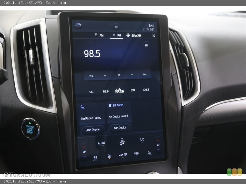 Ebony Interior Controls for the 2021 Ford Edge SEL AWD #144148533