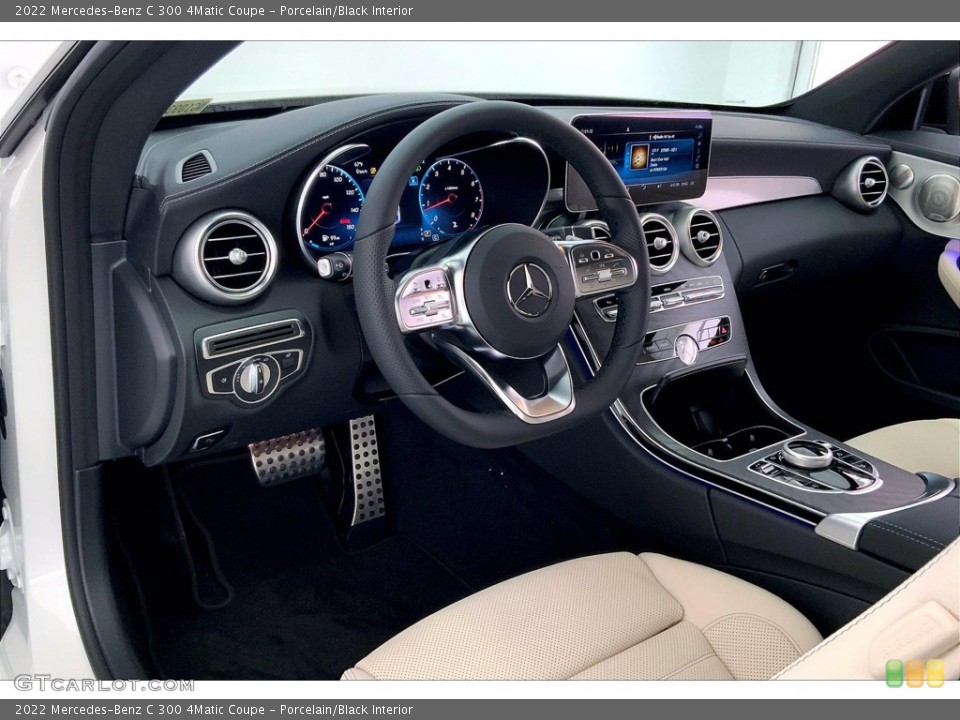 Porcelain/Black Interior Dashboard for the 2022 Mercedes-Benz C 300 4Matic Coupe #144152548