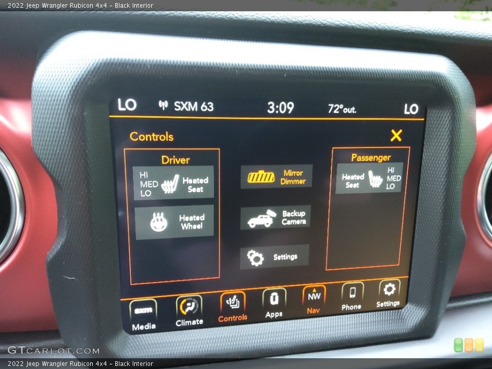 Black Interior Controls for the 2022 Jeep Wrangler Rubicon 4x4 #144155401