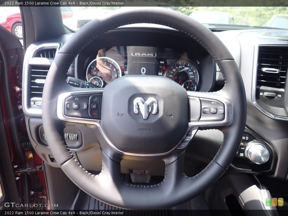 Black/Diesel Gray Interior Steering Wheel for the 2022 Ram 1500 Laramie Crew Cab 4x4 #144185895