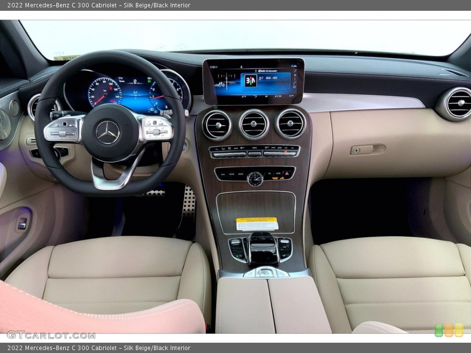 Silk Beige/Black Interior Dashboard for the 2022 Mercedes-Benz C 300 Cabriolet #144187548