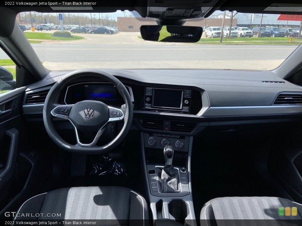 Titan Black Interior Dashboard for the 2022 Volkswagen Jetta Sport #144190539