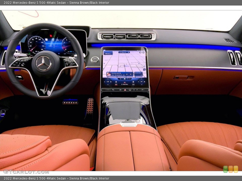 Sienna Brown/Black Interior Dashboard for the 2022 Mercedes-Benz S 500 4Matic Sedan #144191100