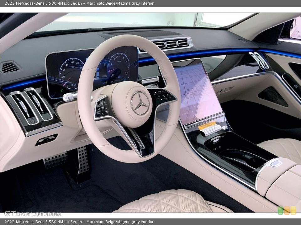 Macchiato Beige/Magma gray Interior Dashboard for the 2022 Mercedes-Benz S 580 4Matic Sedan #144192096