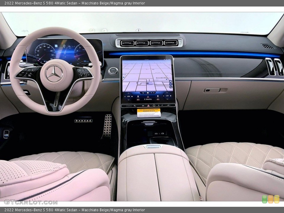 Macchiato Beige/Magma gray Interior Dashboard for the 2022 Mercedes-Benz S 580 4Matic Sedan #144192138