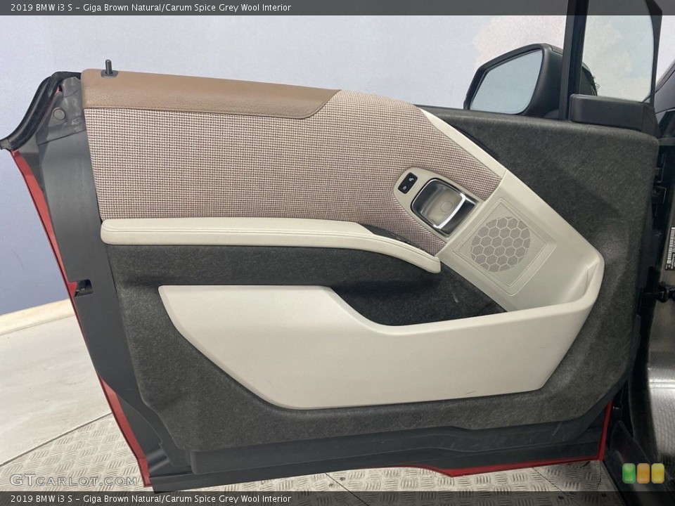 Giga Brown Natural/Carum Spice Grey Wool Interior Door Panel for the 2019 BMW i3 S #144201513