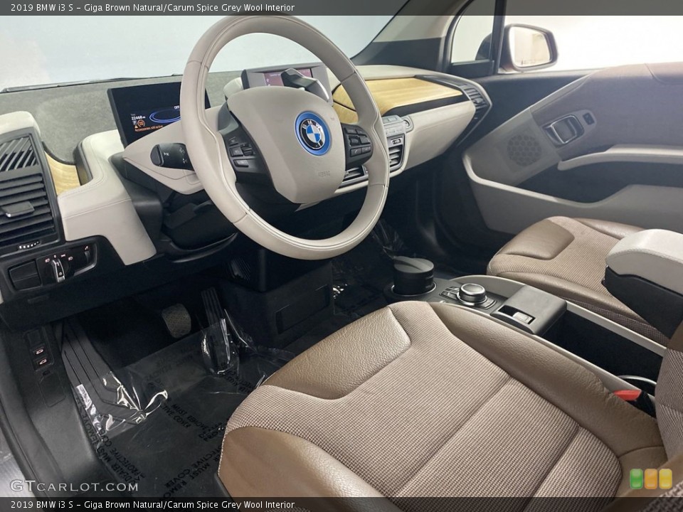 Giga Brown Natural/Carum Spice Grey Wool Interior Photo for the 2019 BMW i3 S #144201591