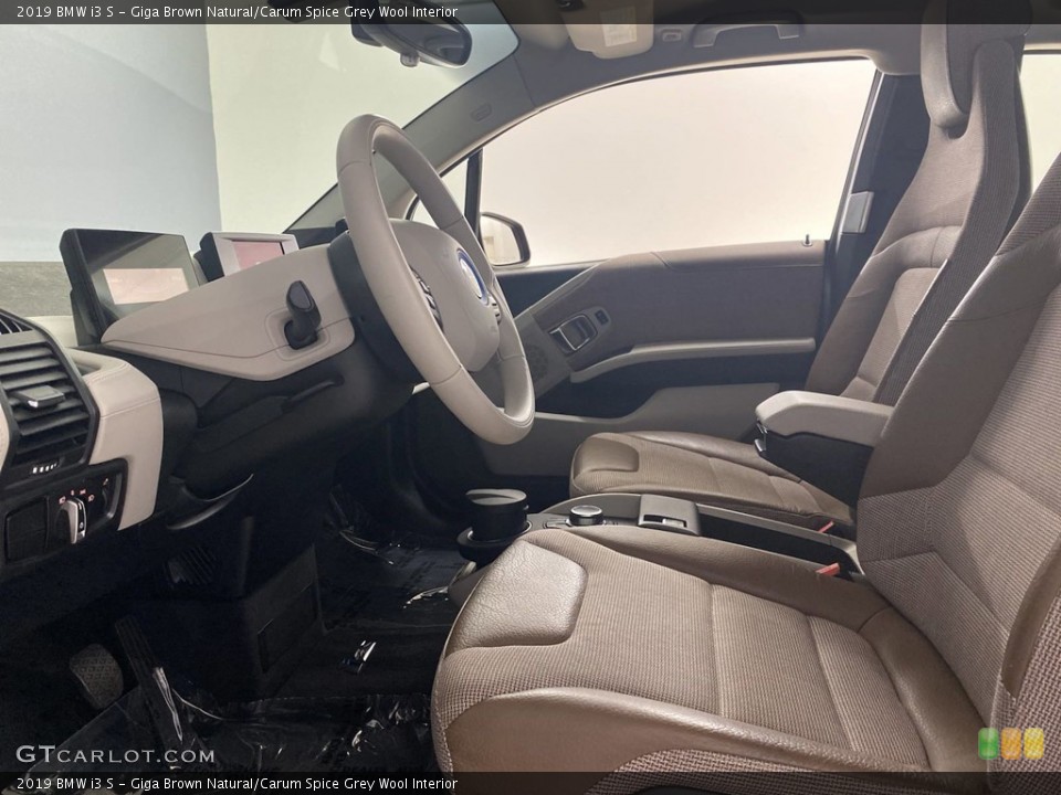 Giga Brown Natural/Carum Spice Grey Wool Interior Front Seat for the 2019 BMW i3 S #144201618