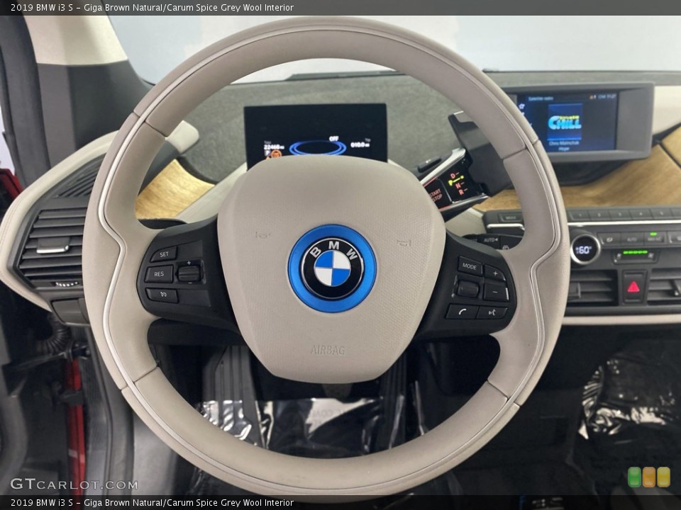 Giga Brown Natural/Carum Spice Grey Wool Interior Steering Wheel for the 2019 BMW i3 S #144201642