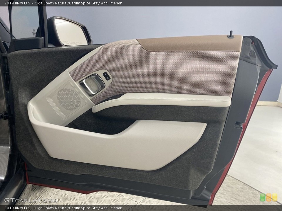 Giga Brown Natural/Carum Spice Grey Wool Interior Door Panel for the 2019 BMW i3 S #144201990
